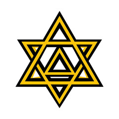 Unfolding Tetrahedron icon line art logo isolated on white background