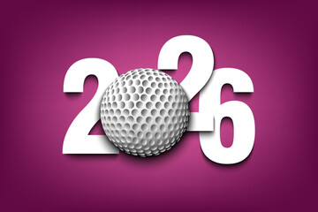 New Year numbers 2026 and golf ball on an isolated background. Creative design pattern for greeting card, banner, poster, flyer, party invitation, calendar. Vector illustration