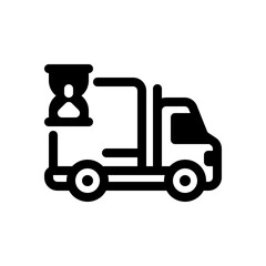 Delayed Delivery Truck Icon with Hourglass