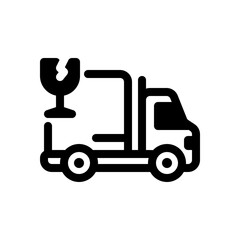 Delivery Truck with Fragile Icon for Breakable Goods Shipping and Logistics Safety