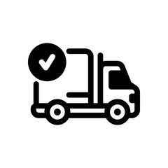 Delivery Completed Truck Icon with Checkmark for Logistics, Shipping, and Courier Services