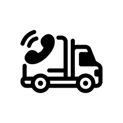 Delivery Truck with Phone Icon Representing Contact Courier and Customer Support Service