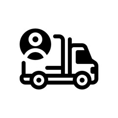 Delivery Courier Truck Icon with Person for Logistics, Shipping, and Courier Service Illustration