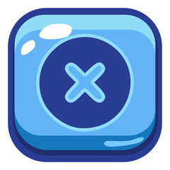 Obraz premium Blue Close X Icon Button