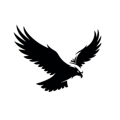 Obraz premium Powerful Eagle Silhouette Logo with Spread Wings Black Vector