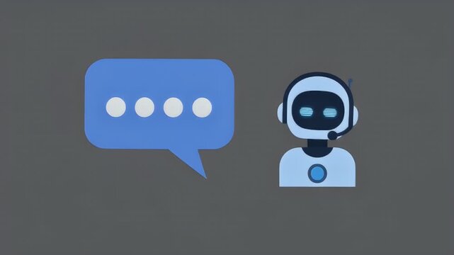AI chatbot customer service animation, robot assistant with message bubble 4k
