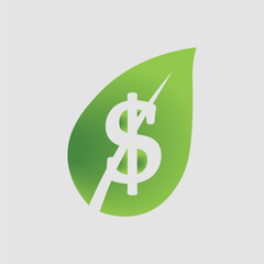 Green leaf with dollar sign symbolizing eco-friendly finance and sustainable business growth
