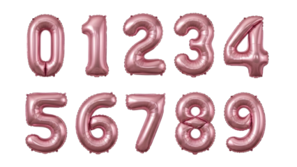 Stunning soft pink foil number balloons zero through nine perfect for elegant birthday celebrations