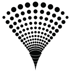 Funnel shape created by rows of abstract blue and purple gradient circles, digital art concept