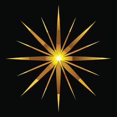 Bright golden starburst effect with radiant light on a dark background, celebratory and energetic