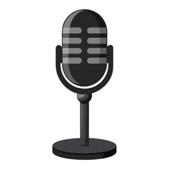 3D render of a sleek, black, retro-style microphone, perfect for music, podcasting, or vintage-themed projects.