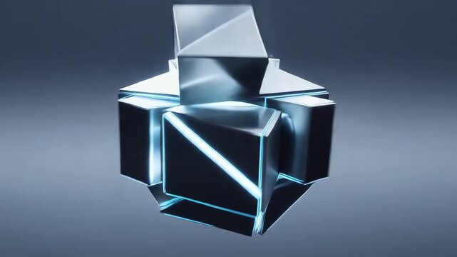 Abstract geometric shapes merging into a sci-fi sphere