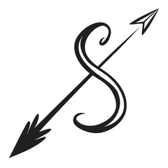 Hand-drawn illustration of a black arrow with a clean, modern aesthetic, perfect for pointing, direction, or call-to-action elements.