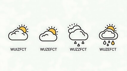 Set of Weather Icons Featuring Sun and Clouds.