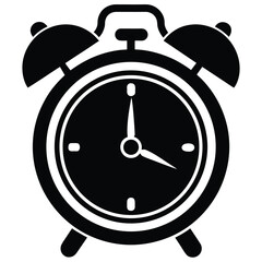 Distinctive black and white alarm clock icon, evoking urgency and wakefulness.