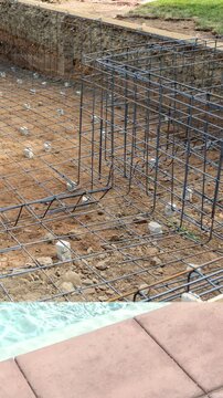 Before and After Construction Transition of a Beautiful Pool On A Summer Day.