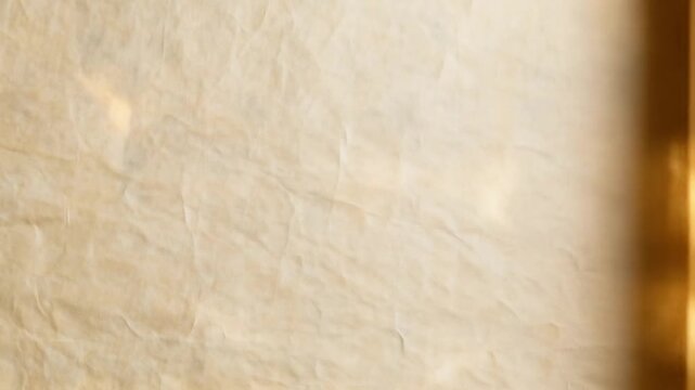 A natural reed paper surface with soft crease patterns illuminated by drifting light.