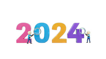 2024 Year Examined with Magnifying Glass - New Year Concept