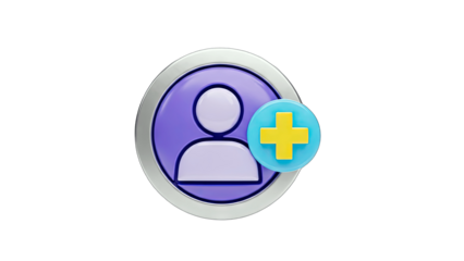 Add User Icon with Plus Sign on White Background