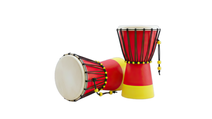 Colorful Djembe Drums Isolated on White Background
