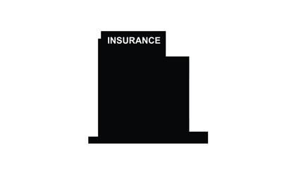 A stark black rectangular shape with the word insurance prominently displayed on top