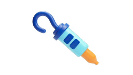 3D Rendered Blue Hook and Syringe on White Background
