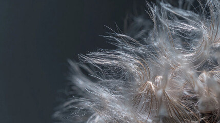 Obraz premium Soft dandelion fluff glimmers in natural light, showcasing airy textures Generative AI