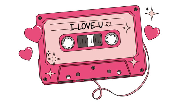 "I Love You" Message on a Vintage Audio Cassette 