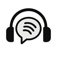 Icon "Listening to a Podcast": an earphone with sound waves forming a speech bubble.