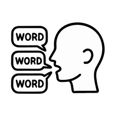 Line icon for semantic satiation (word repetition).