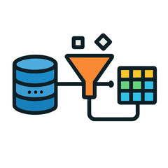 Flat icon for a data pipeline or ETL process