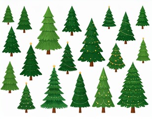 Fototapeta premium Set of christmas trees isolated on white