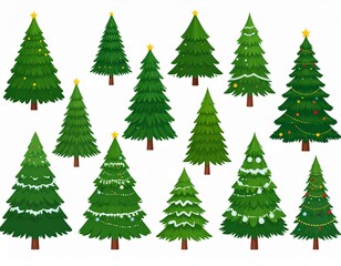 Obraz premium Set of christmas trees isolated on white