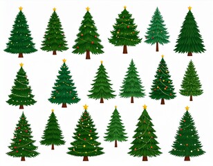 Obraz premium Set of christmas trees isolated on white