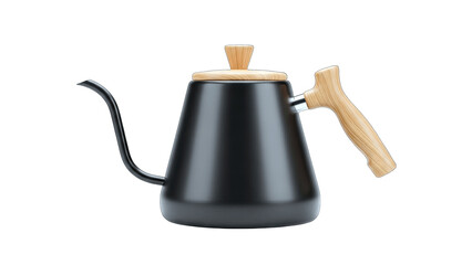Black Gooseneck Kettle Isolated on White Background