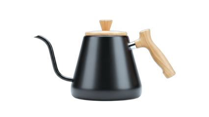Black Gooseneck Kettle Isolated on White Background