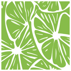 Seamless Pattern of Fresh Lime Citrus Slices