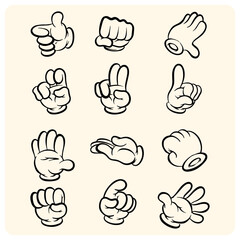 Set of Cartoon White Gloves Hand Gestures