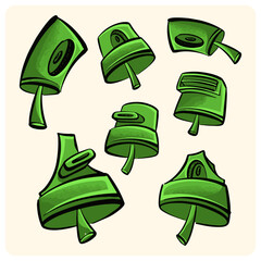 Set of Green Graffiti Spray Can Caps