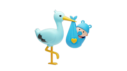 Stork Delivering Baby: Cute Cartoon Illustration