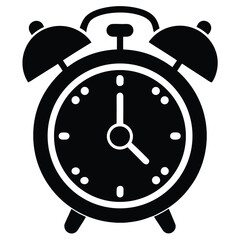 Obraz premium Distinctive black and white alarm clock icon, evoking urgency and wakefulness.