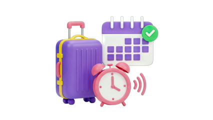 Travel Planning: Suitcase, Calendar, and Alarm Clock Concept