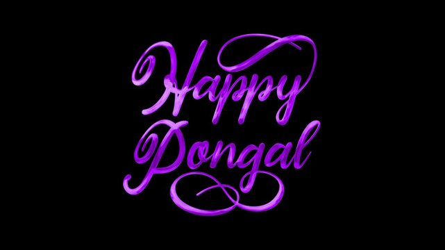 Happy pongal text animation in purple suitable for festive design projects, greeting cards, social media posts, and invitations.
