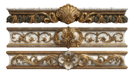 Ornate Decorative Frame Elements with Elegant Detailing and Rich Color Palette