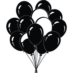 Elegant black and gold metallic balloon bouquet floating against a festive background, symbolizing luxury and celebration.