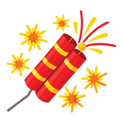 Connected string of bright red firecrackers, poised for an explosive celebration, symbolizing joy and excitement.