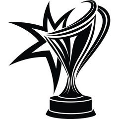 Elegant gleaming gold trophy standing proudly on a pedestal, symbol of victory, achievement, and success