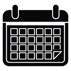 Simple stylized black icon of a calendar, representing date, schedule, planning, vector graphic