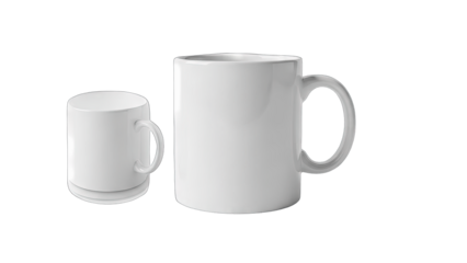 White Coffee Mugs Isolated on White Background