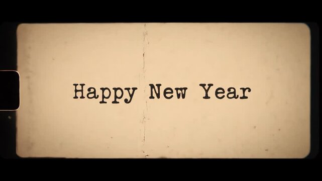 Happy New Year message vintage film look typewriter text